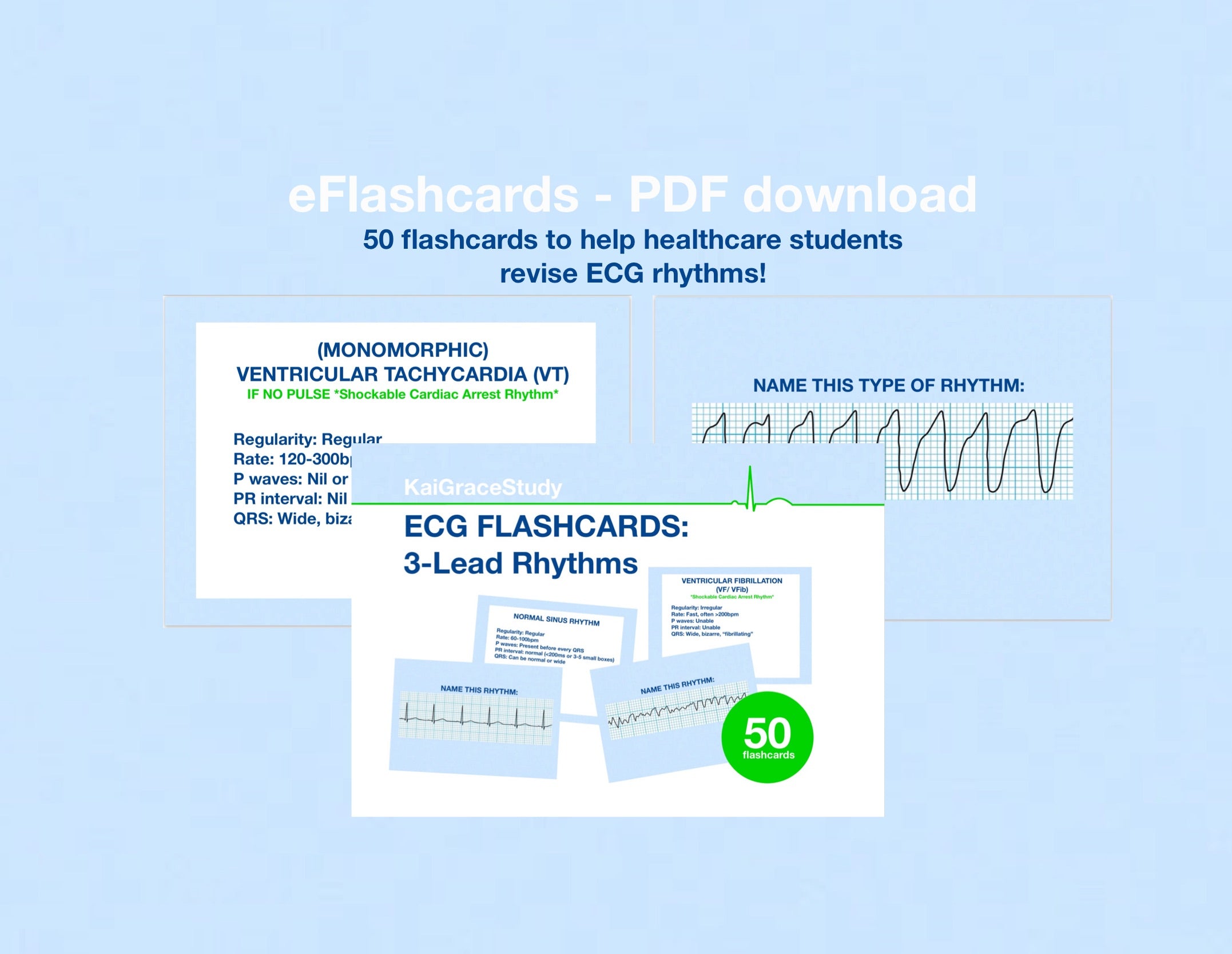 ⭐️NEW! (PDF) ECG Rhythms Flashcards