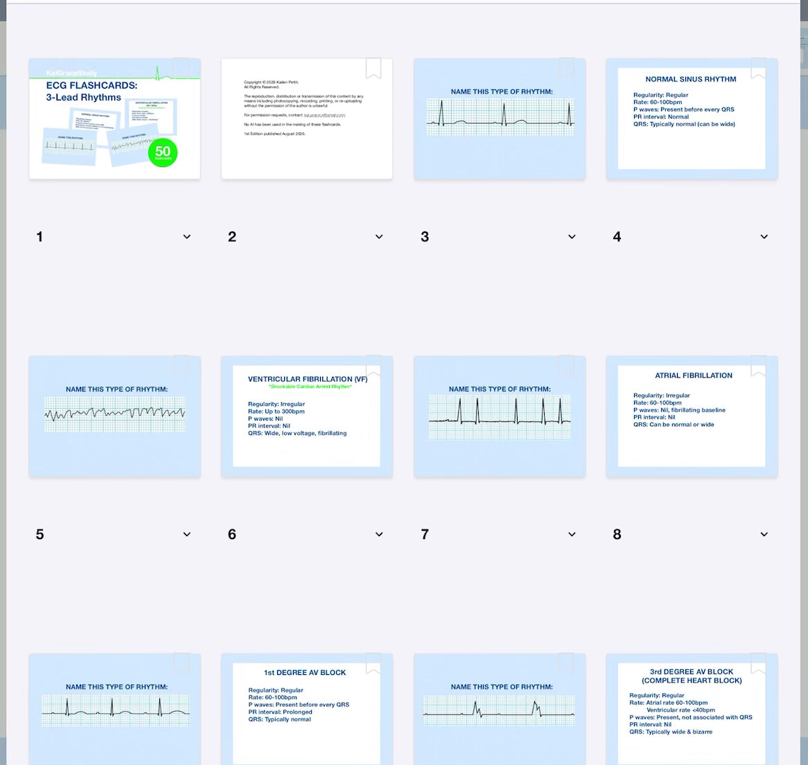 ⭐️NEW! (PDF) ECG Rhythms Flashcards